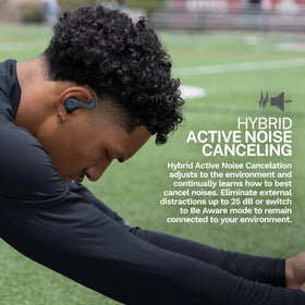 JLab JBuds Sport ANC 4 earhook detail demonstrating secure fit during workouts