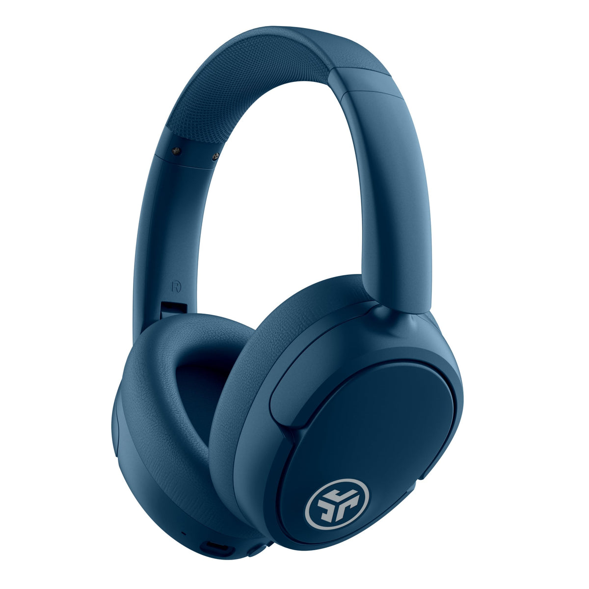 JLab JBuds Lux ANC navy front view showing overall design and Cloud Foam comfort