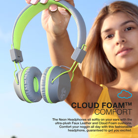 JLab Neon earcup close-up showing cloud foam cushion for all-day comfort