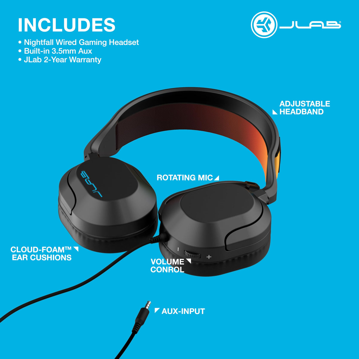 JLab Nightfall packaging with warranty card showing long-term peace of mind