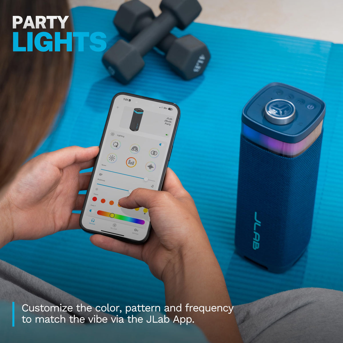 JLab Party 2.5-inch full-range drivers deliver clear highs and mids.