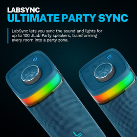 JLab Party 2-inch passive woofers reinforce bass and depth.