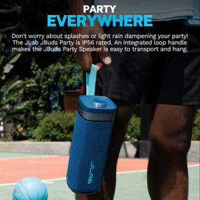 JLab Party loop handle enables easy carrying to beach or campsite.