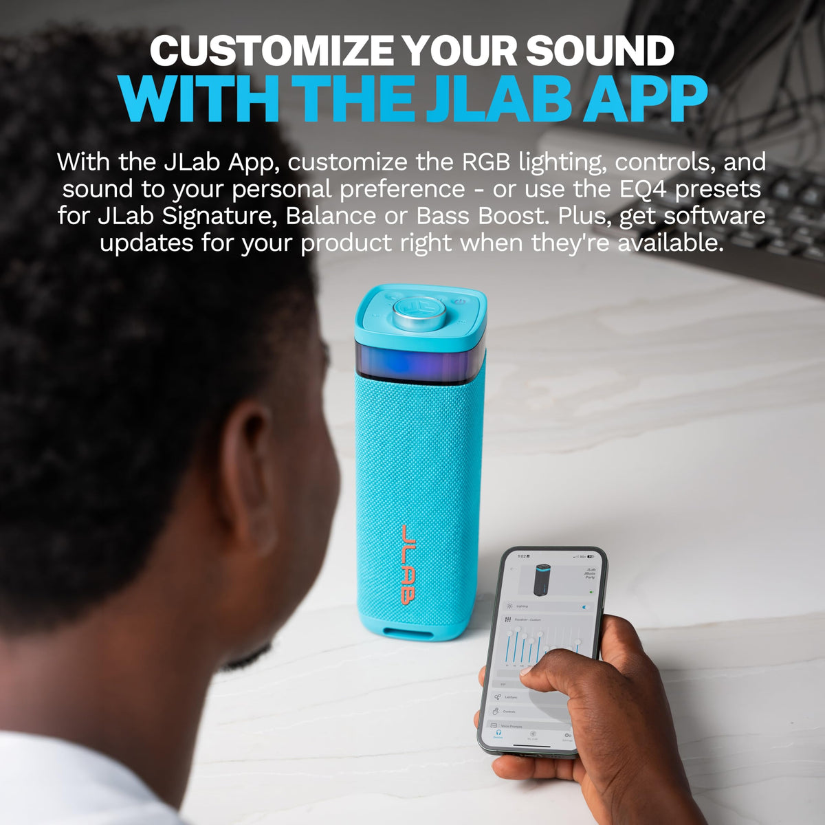 JLab JBuds Party app enables RGB and EQ customization.