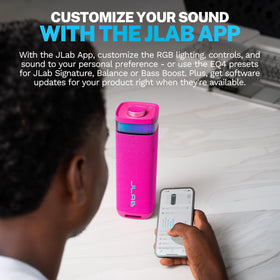 JLab JBuds Party pink app control and quick-access buttons for tweaks
