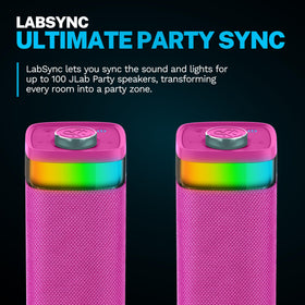 JLab JBuds Party pink outdoors beside grill for portable use