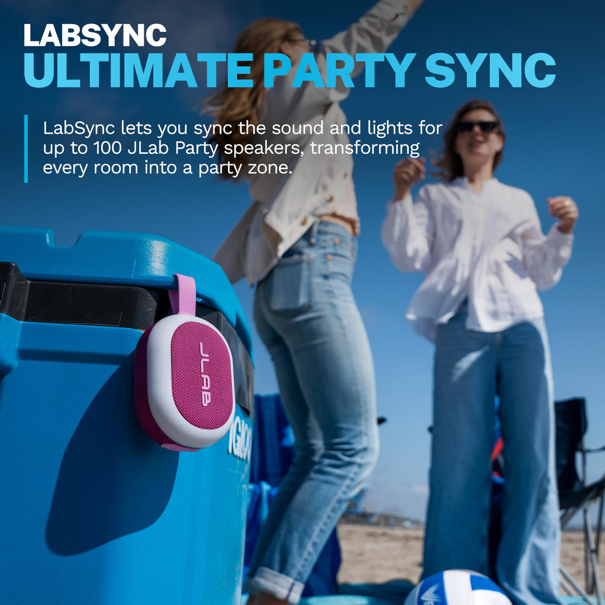 JLab Pop Party driver close-up highlighting sound components for clarity