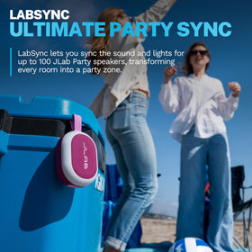 JLab Pop Party driver close-up highlighting sound components for clarity