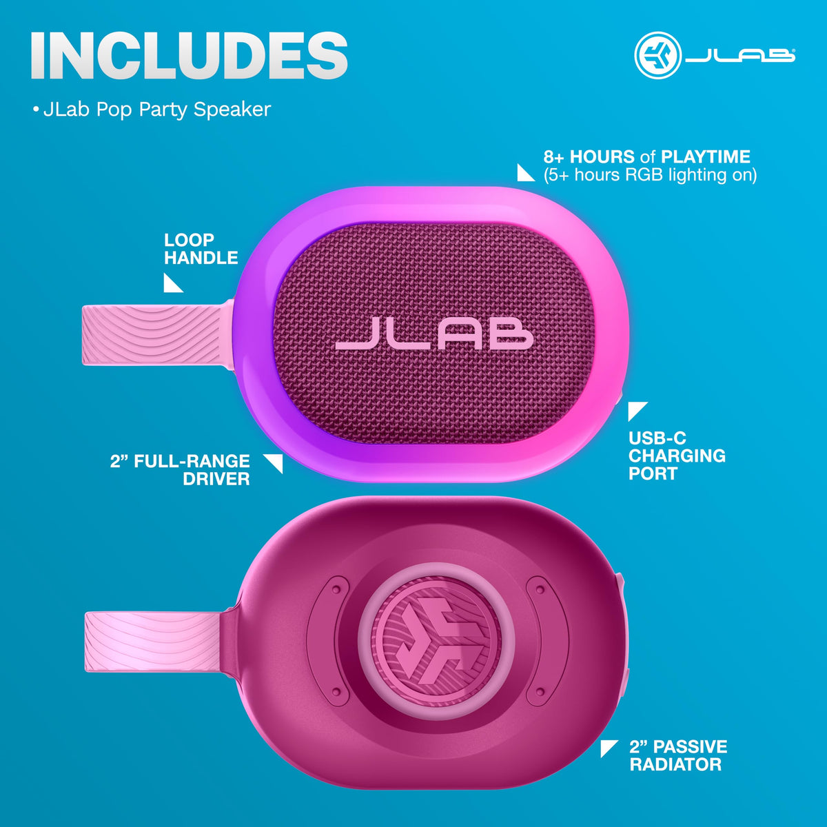JLab Pop Party on a picnic blanket illustrating portable outdoor enjoyment