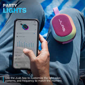 JLab Pop Party RGB lighting active to create mood and visual energy