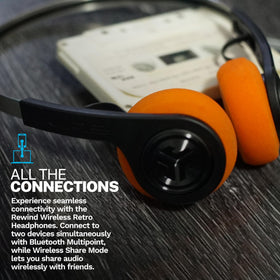 JLab Rewind 2 worn by commuter illustrating wireless convenience