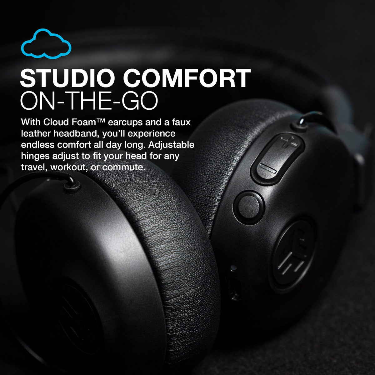 JLab Studio ANC on-ear headphones in black with a sleek daily-use design
