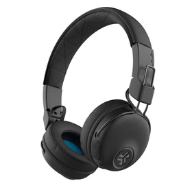 JLab Studio+ Gen 2 on-ear headphones folded for travel and compact storage.