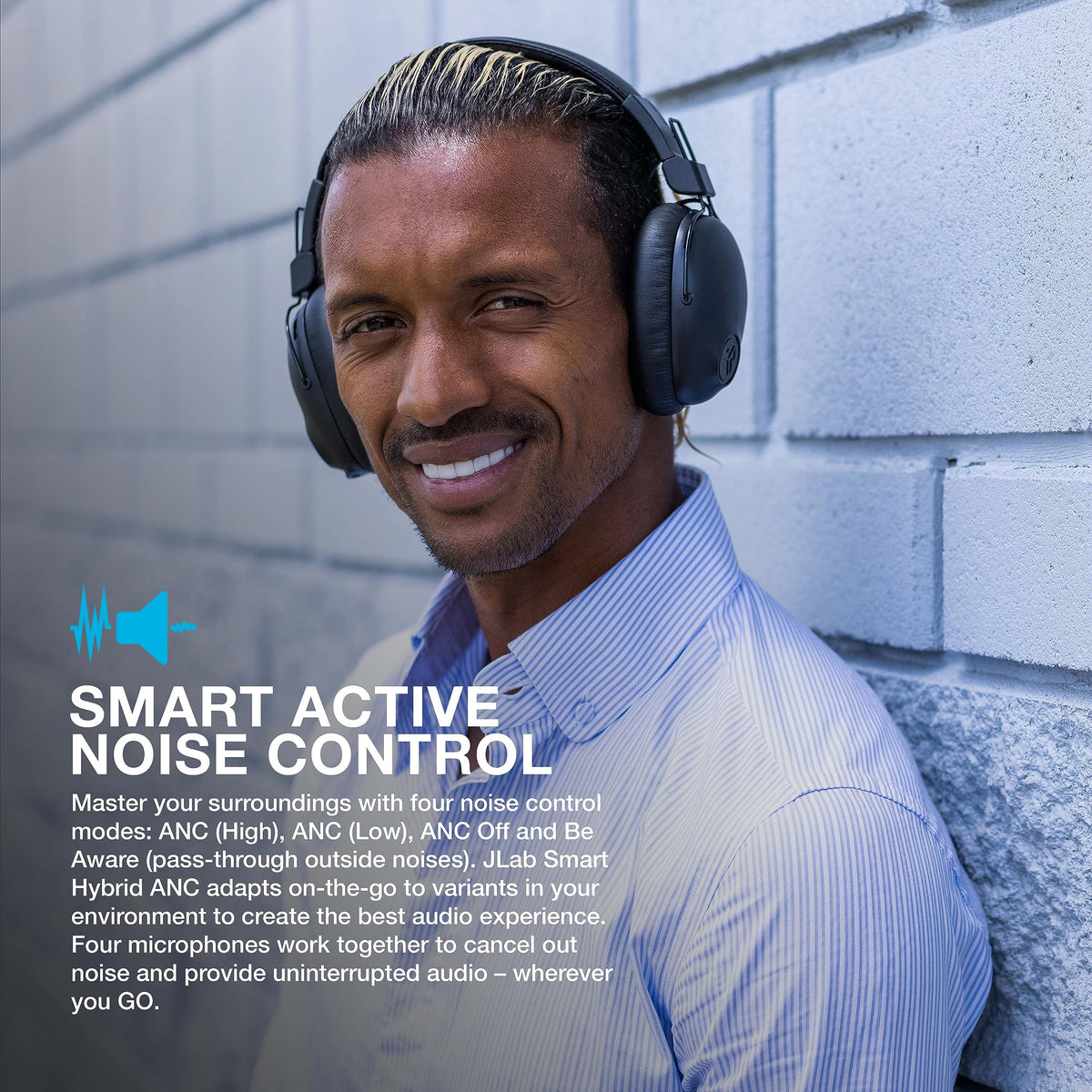 JLab Studio Pro ANC headphones showing cloud foam cushions for soft support.