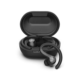 JLab JBuds Air Sport case charging to extend workout time