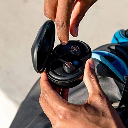 JLab JBuds Air Sport earbuds worn securely during activity