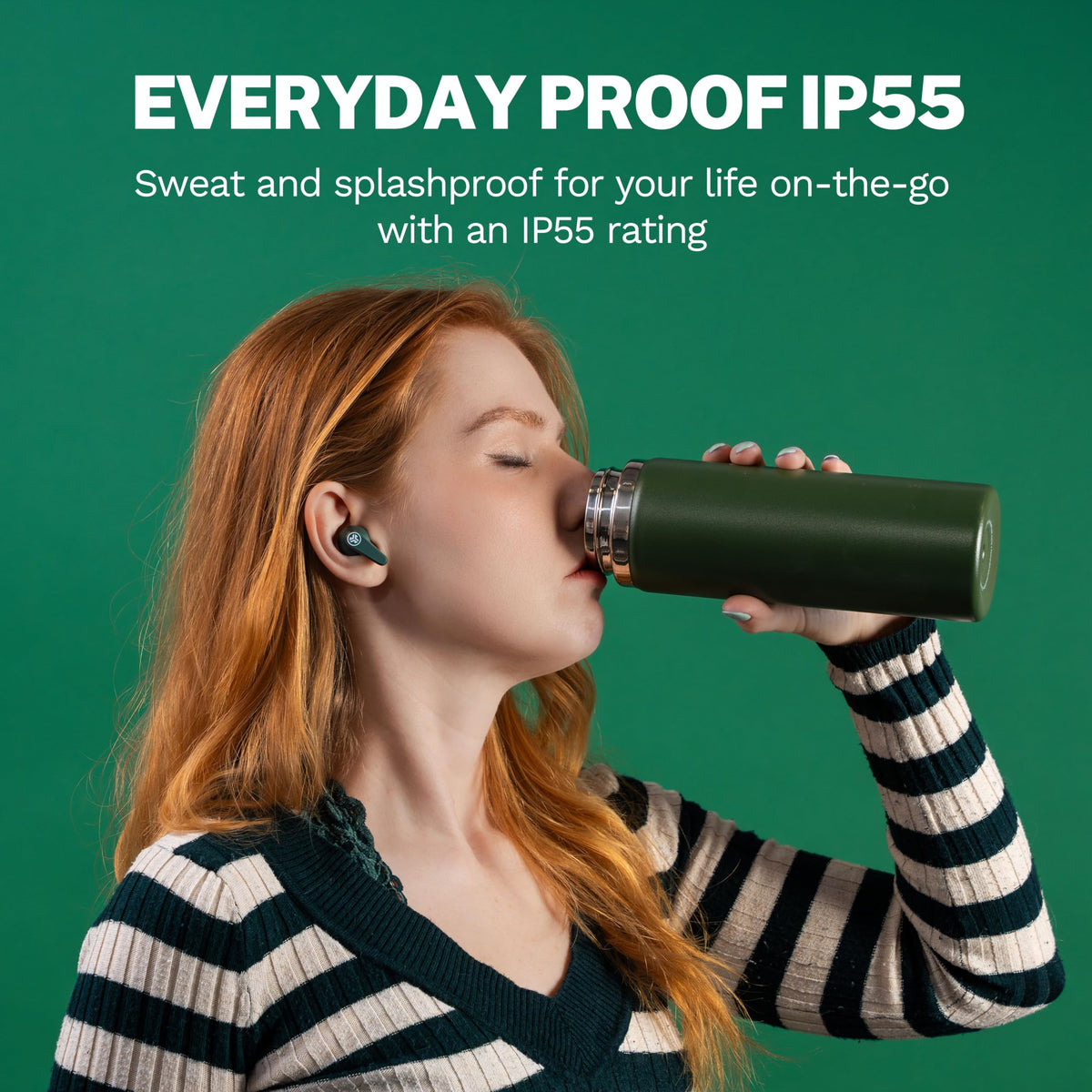 JLab Go Pods ANC app screenshot with EQ controls showing customizable sound settings