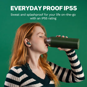 JLab Go Pods ANC app screenshot with EQ controls showing customizable sound settings