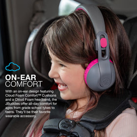 JLab JBuddies Studio 2 worn by child demonstrates adjustable headband fit