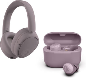 JLab JBuds Lux ANC over-ear headphones in mauve with hybrid noise cancelling for focused listening