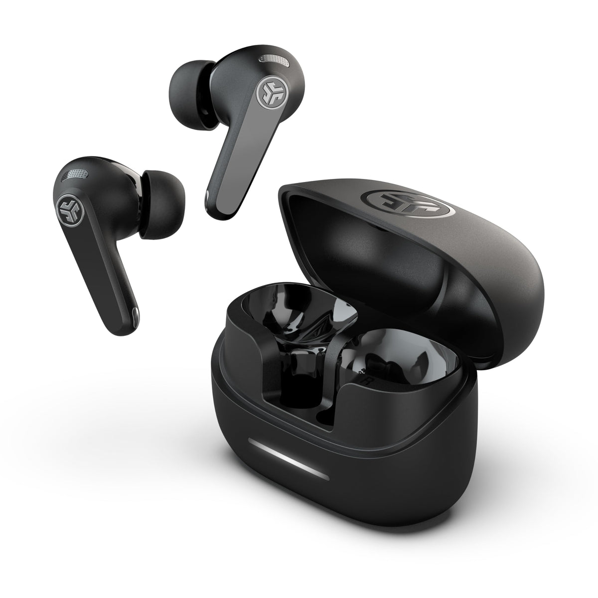JLab JBuds Pods ANC case open with charging indicator for quick top-ups