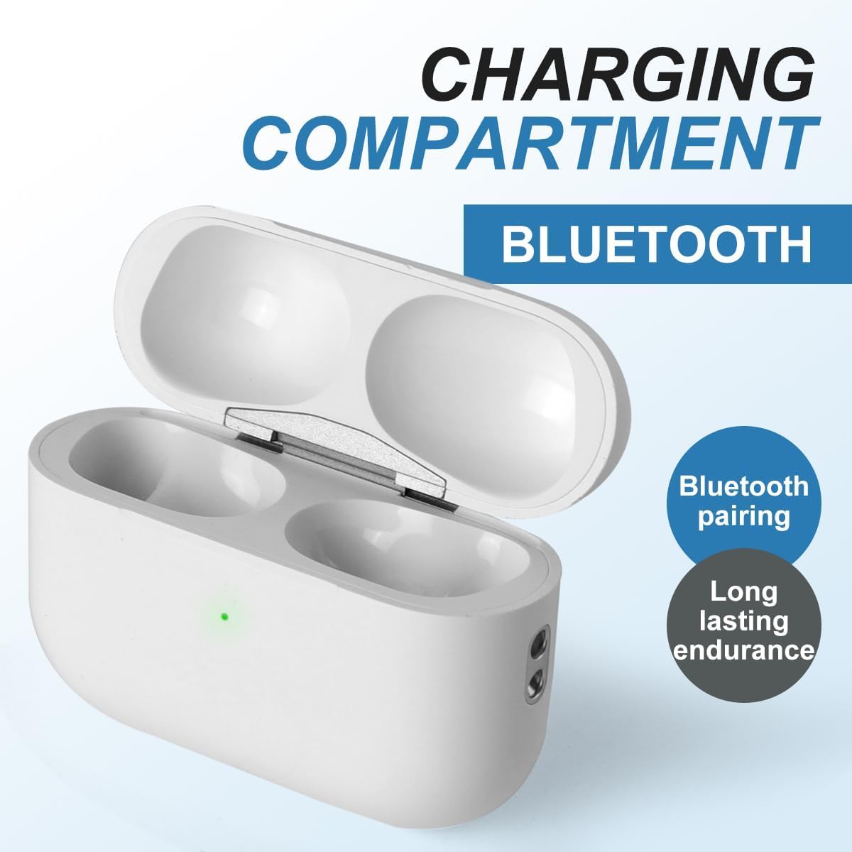 JLFXINC open case with AirPods Pro seated securely for reliable charging