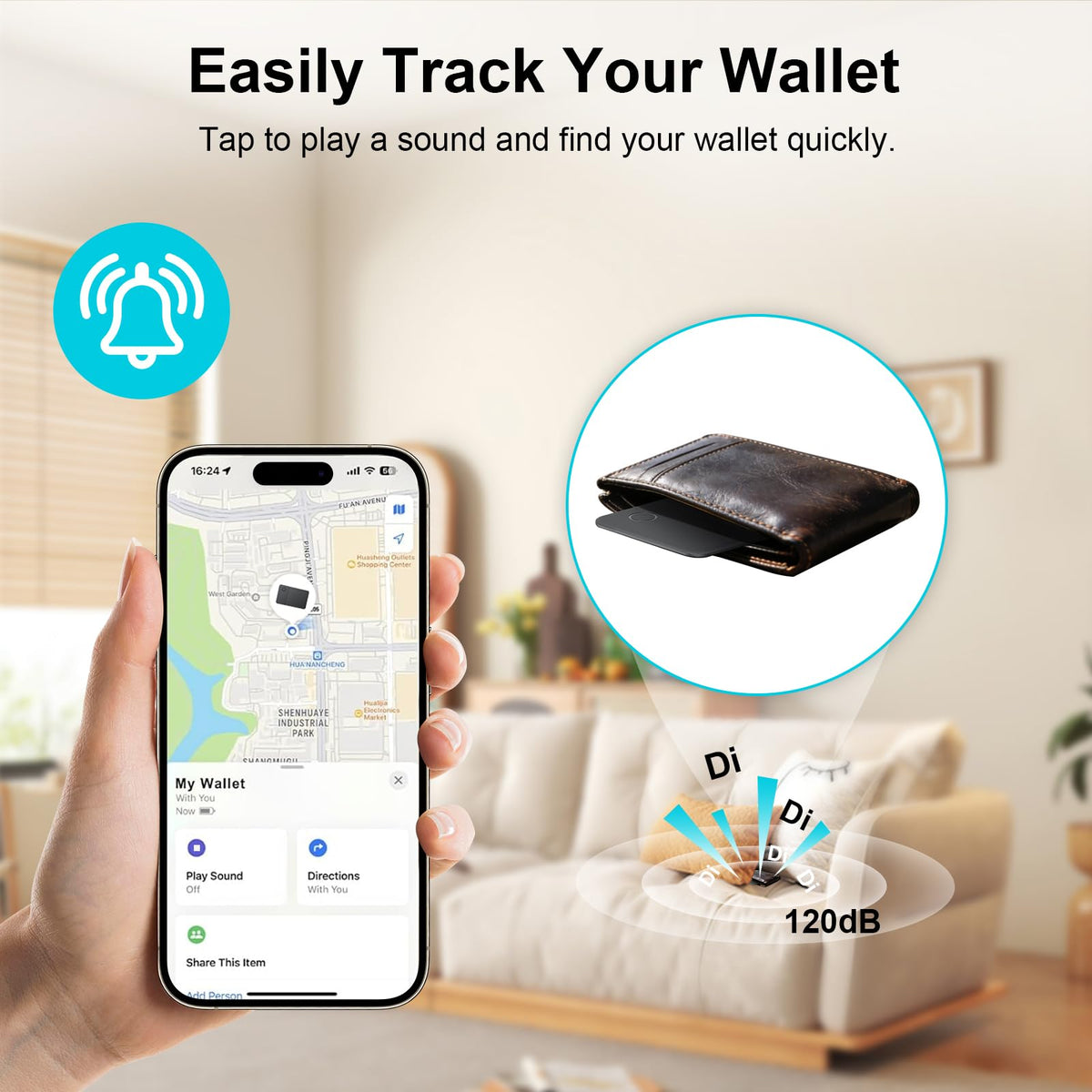 Jnconser Wallet Tracker Card triggers iPhone left-behind alerts