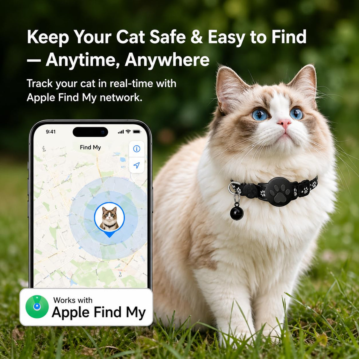 JNLIK close-up on collar attachment showing secure fit and lightweight comfort for cats