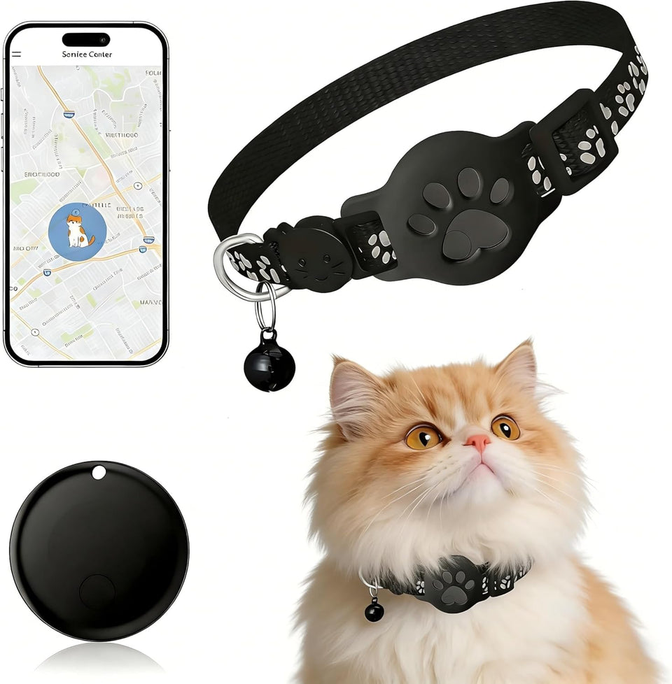 JNLIK Pet Tracker GPS collar on a cat, front view highlighting compact design for daily wear