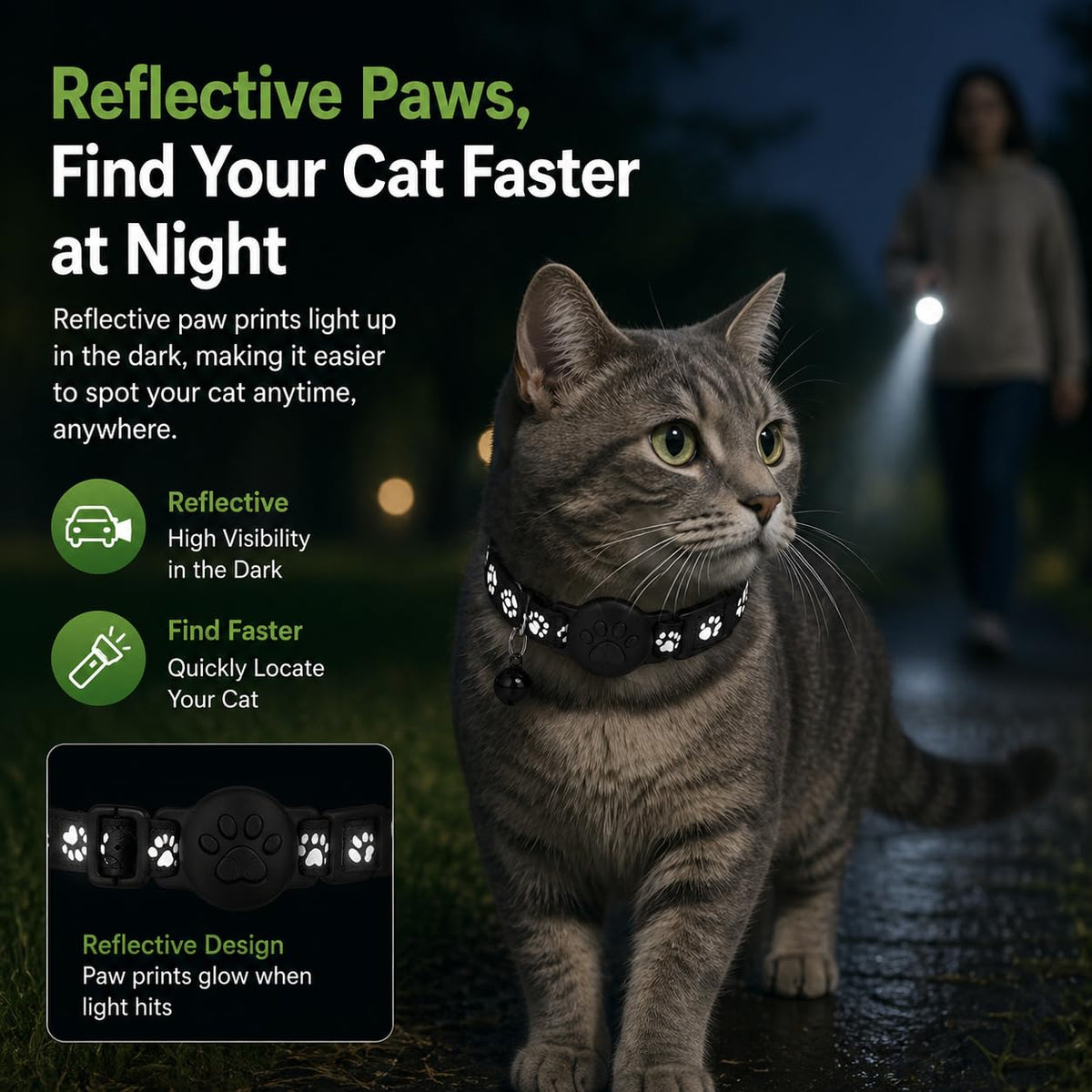 JNLIK secure attachment to cat collar for stable tracking