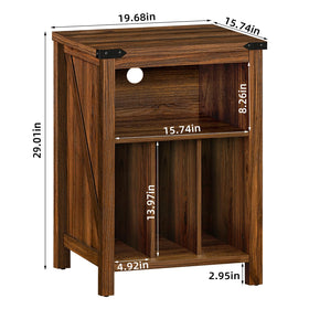 Joaxswe record player stand front view with records displayed for quick access.