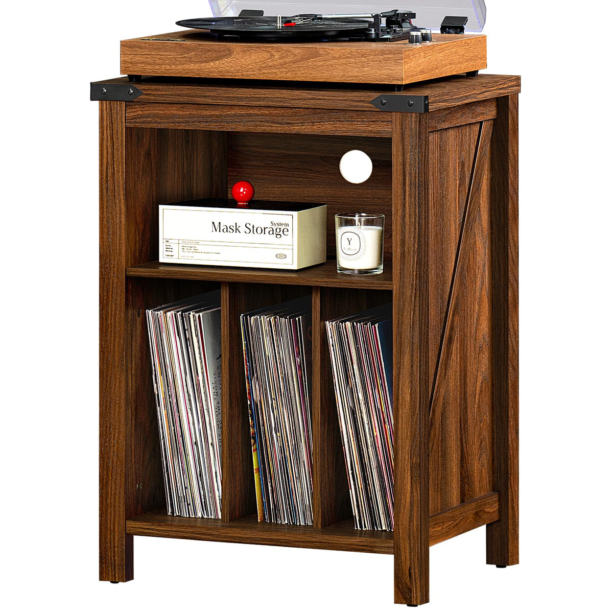 Joaxswe record player stand top view showing a large surface for most turntables.