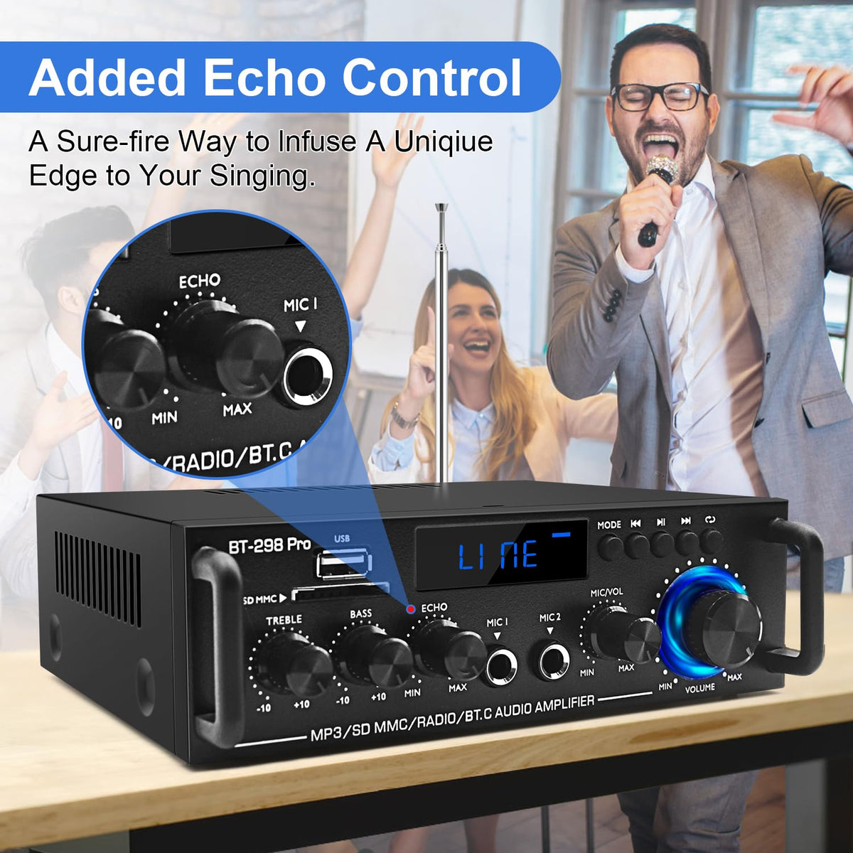 Joengoep bass treble and volume knobs close-up for precise tone control