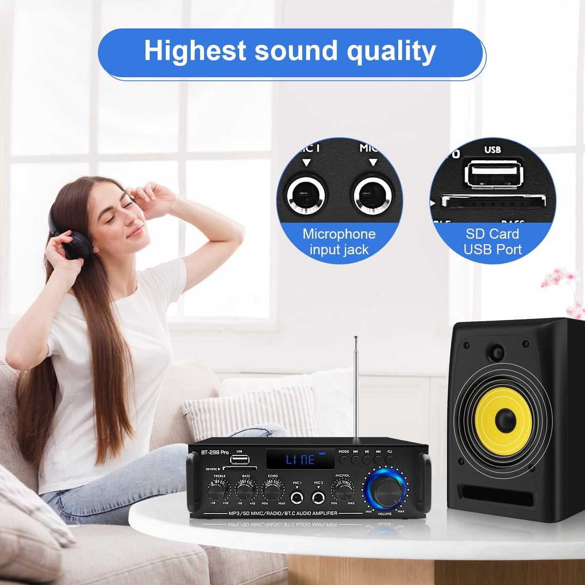 Joengoep connected to passive speakers demonstrating reliable speaker power
