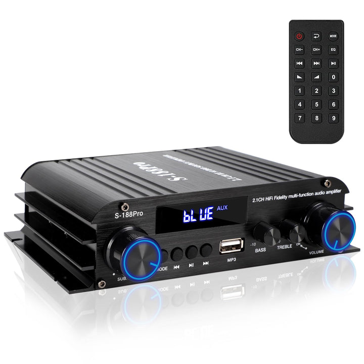 Joengoep amplifier front panel showing controls and USB for easy use