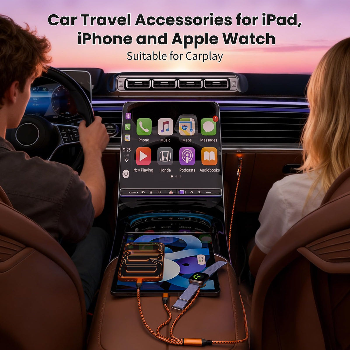 Jogrytece 2-pack 5ft 3-in-2 multi-port design enables charging multiple devices