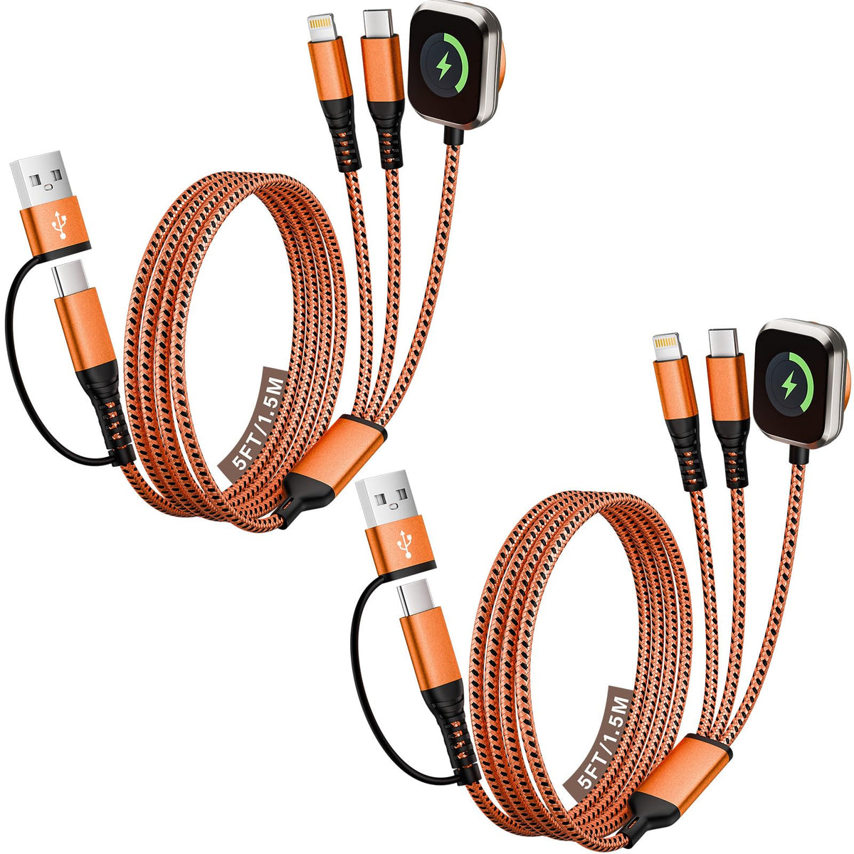 Jogrytece 2-pack 5ft travel charger closeup showing durable nylon braided cable
