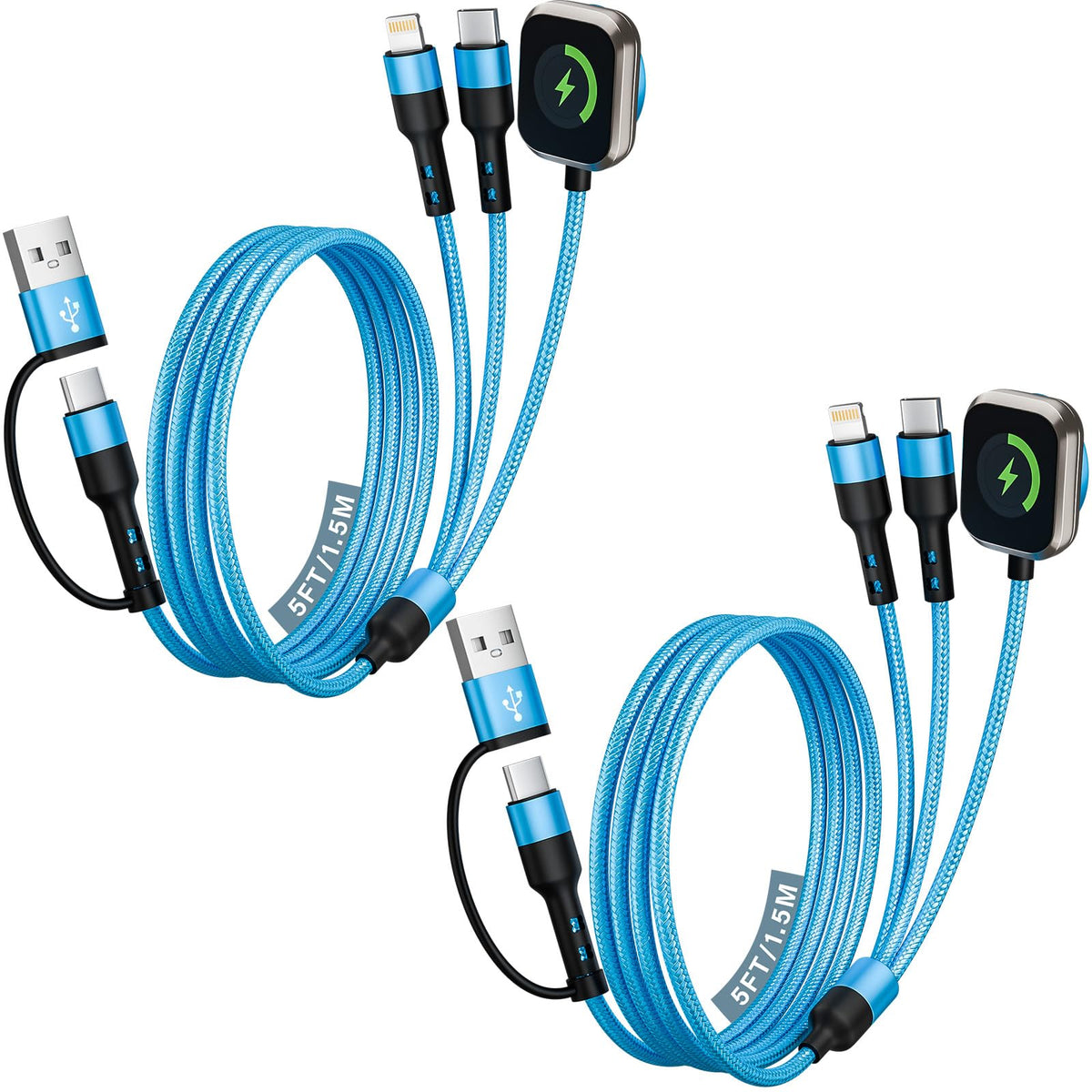 Jogrytece 3-in-2 cable powers iPhone and iWatch on the go