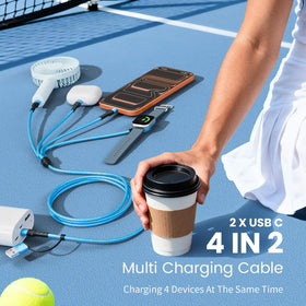 Jogrytece 4in1 USB-C cable with IP and watch ports enables simultaneous charging.