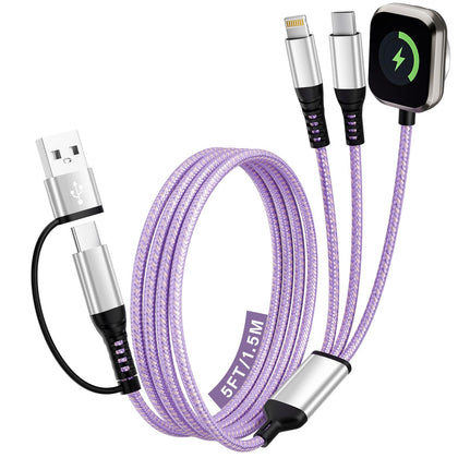 Jogryce 3-in-2 braided cable close-up showing travel-friendly charging for multiple devices