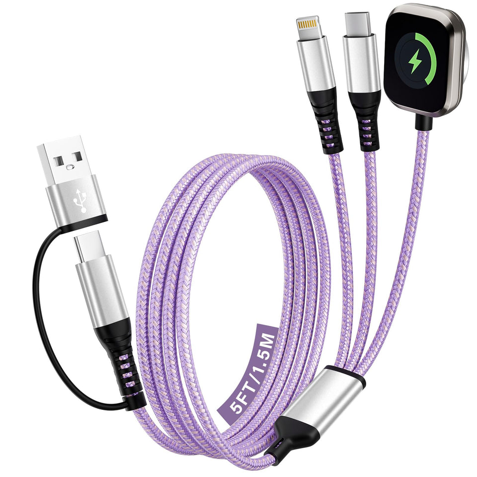 Jogryce 3-in-2 braided cable close-up showing travel-friendly charging for multiple devices