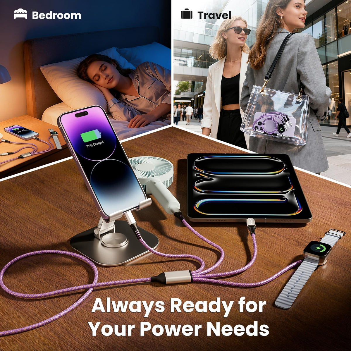 jogrytece two devices charging simultaneously to save outlet space