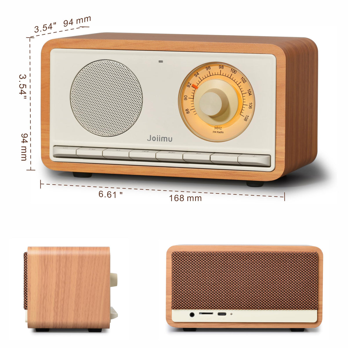 Joiimu back panel view showing built-in antenna and rechargeable battery