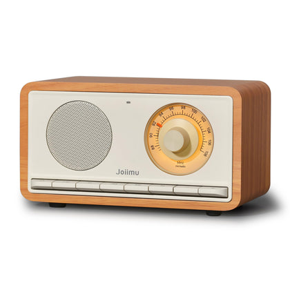Joiimu front view showing retro wood grain and warm audio presence