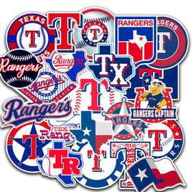 JOL Texas Rangers stickers on water bottle for weatherproof personalization