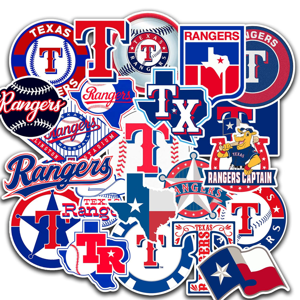 JOL Texas Rangers stickers on water bottle for weatherproof personalization