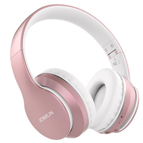 JOMILIN B9 over-ear headphones in rose gold for comfortable long sessions.