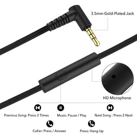 JOMILIN R10 braided cord and 3.5mm plug for tangle-free use
