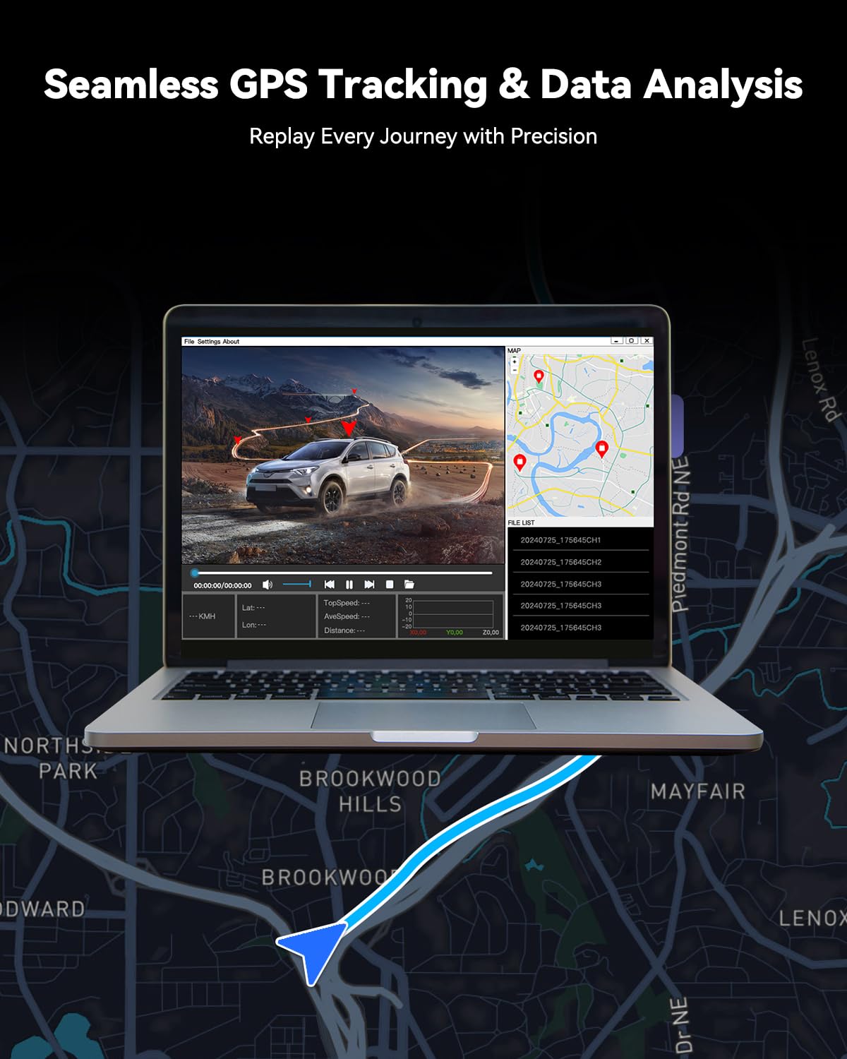 JOMISE T860+ built-in GPS tracks speed and routes