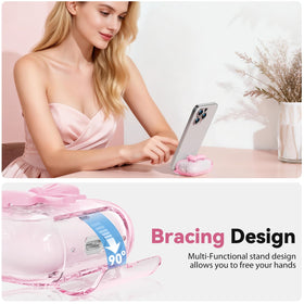 Joremx AirPods 4 pink case with stand for hands-free use